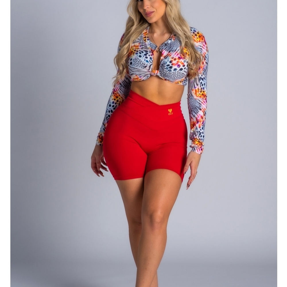 CLS sportswear  red butt scrunch shorts